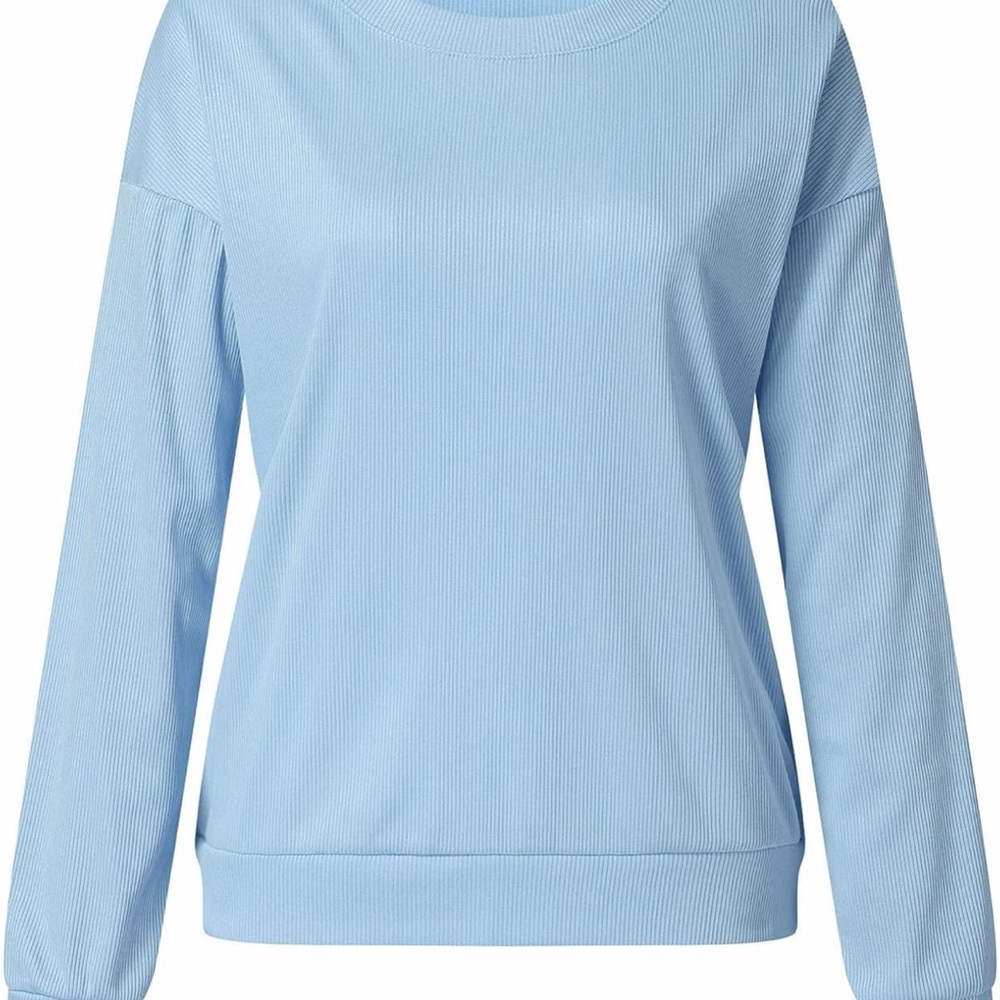 Blue Oversized Ribbed Long Sleeve - Picture 3 of 5